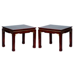 Pair of chic French 60's Asian inspired lacquer tables 10