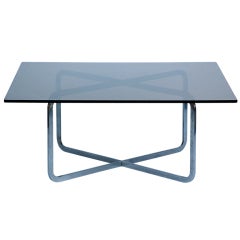 Brushed Steel And Smoked Glass Coffee Table in the style of Michel Boyer 9