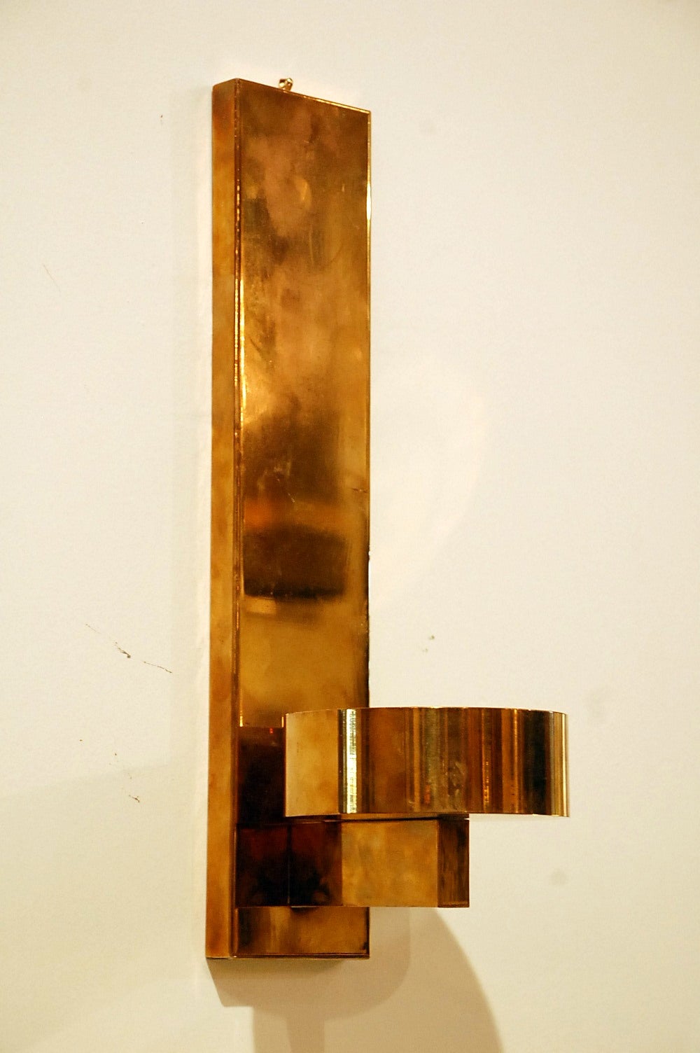 Pair of Large Patinated Brass Sconces by Chapman