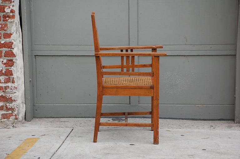 Large Arts & Crafts Caned Armchair In Good Condition In Los Angeles, CA