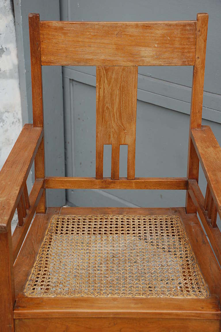 Oak Large Arts & Crafts Caned Armchair