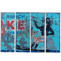 Vintage Set of 4 Unique Water-Ski Resort Billboard Panels from Death Valley