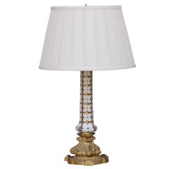 Chic Gilt Bronze and Glass Table Lamp with Custom Pleated Shade