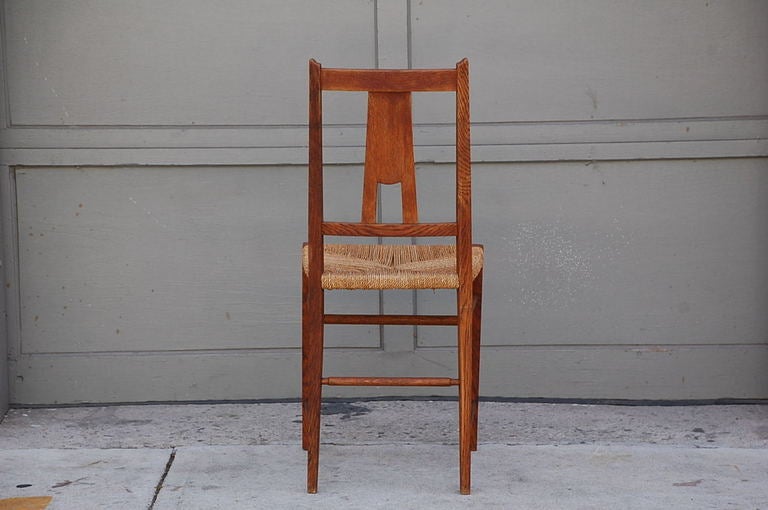 American Pair of Small Arts & Crafts Oak Side Chairs