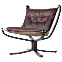 Small Rosewood and Leather Chair by Sigurd Resell