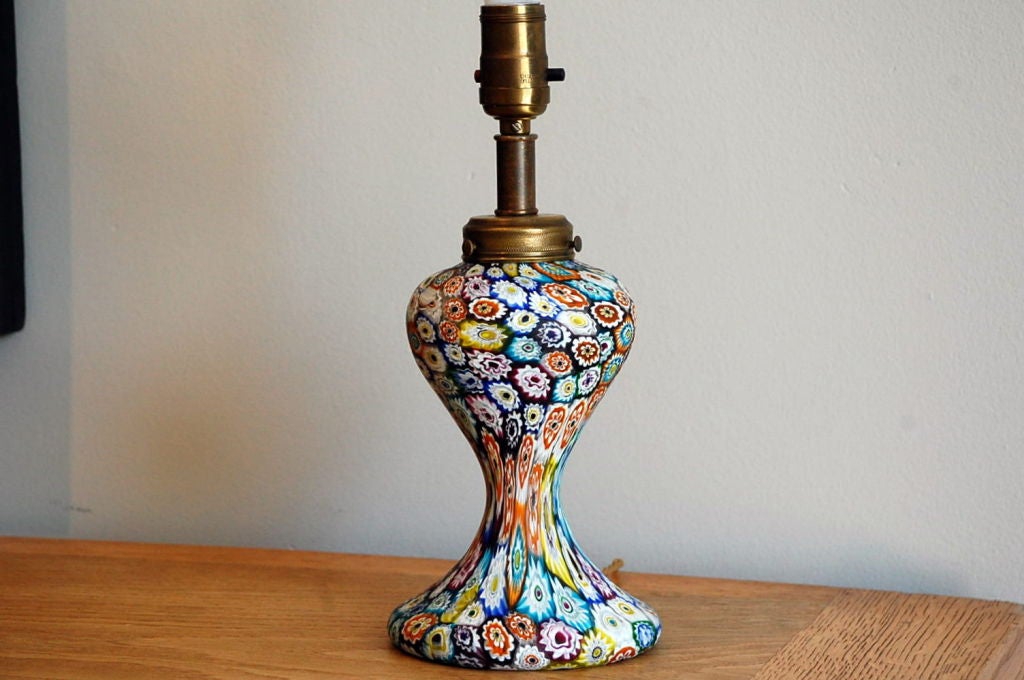 20th Century Small Millefiori Murano Glass Lamp with Custom Shade