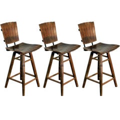 Set of 3 Bentwood Counter Height Swiveling Barstools