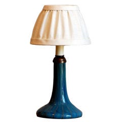 Small Art Nouveau Blue Glass Table Lamp