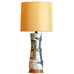 Large Ceramic Table Lamp with Custom Drum Shade