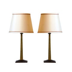 Pair of Chic Bronze Table / Bedside Lamps