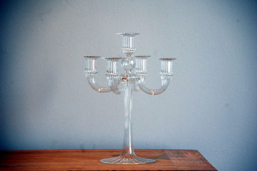 Ribbed Murano glass candelabra at 1stdibs