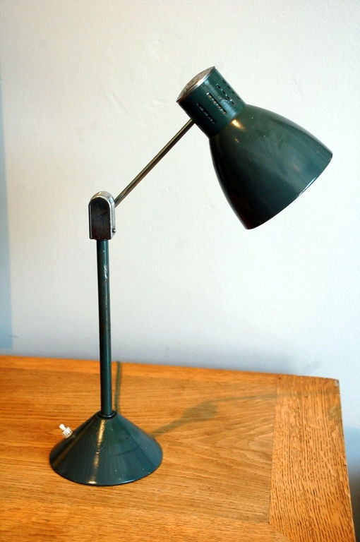 Pair of French industrial articulated night stand lamps at 1stDibs