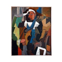 Colorful Arlequin cubist portrait