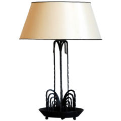 Chic Art Deco bouillotte lamp in the style of Edgar Brandt