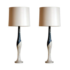 Vintage Pair of tall stone table lamps