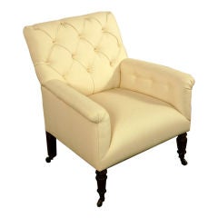 Wide Napoleon III tufted bergere on casters