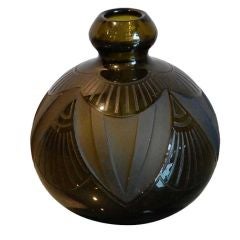 Used Small Art Deco etched glass vase by Legras
