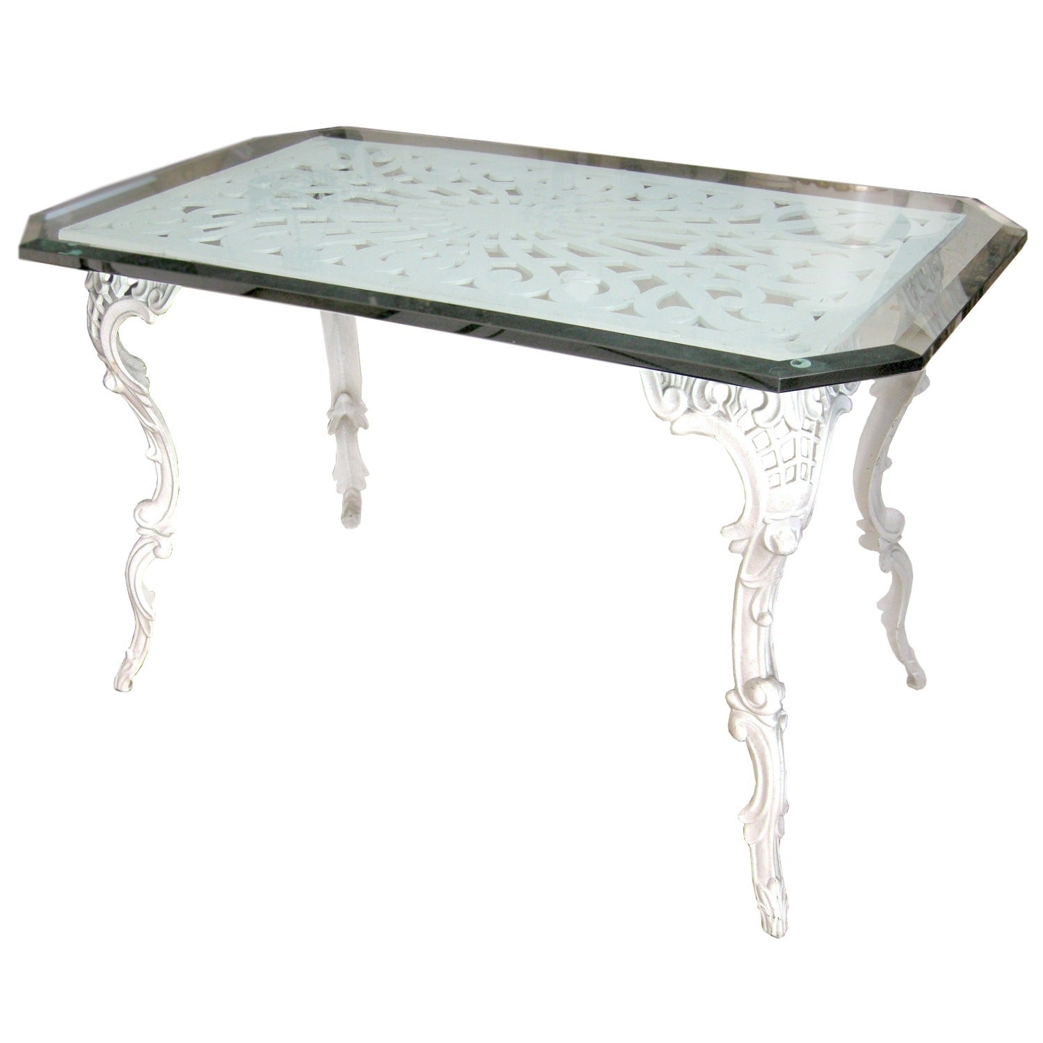 Victorian Iron Table with Glass Top (GMD1759) For Sale at 1stDibs