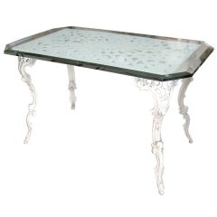 Victorian Iron Table with Glass Top (GMD#1759)