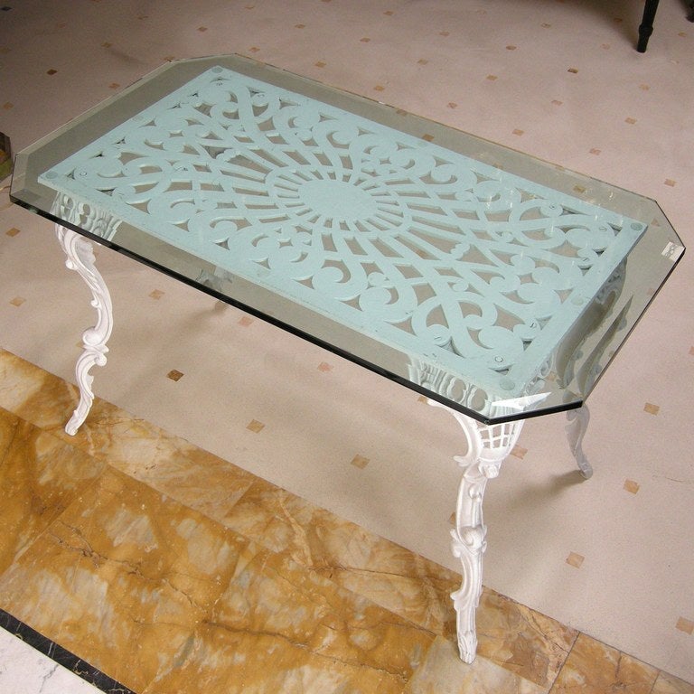 Victorian Iron Table with Glass Top (GMD1759) For Sale at 1stDibs