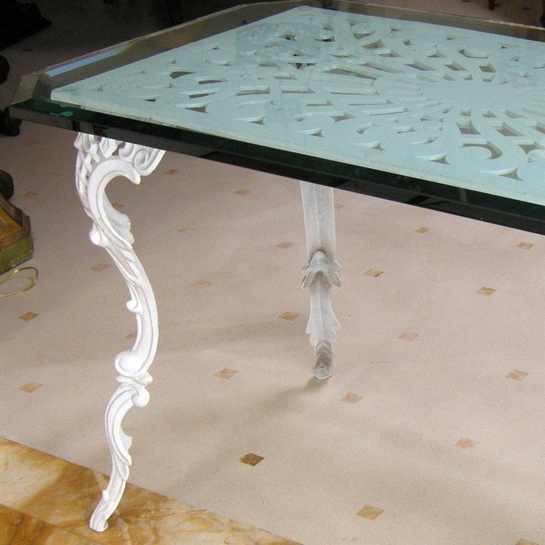 Victorian Iron Table with Glass Top (GMD1759) For Sale at 1stDibs