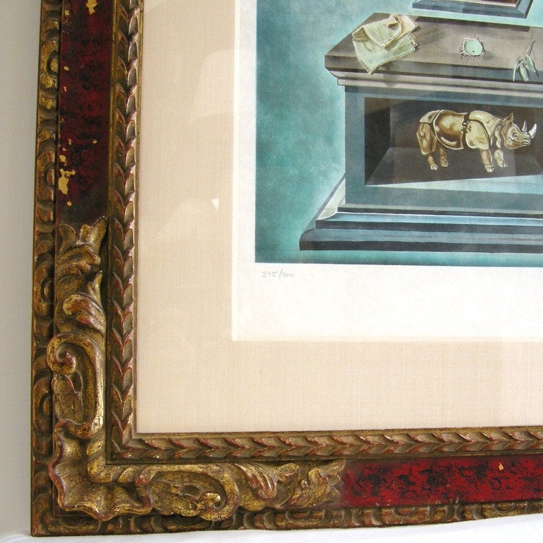 Wood Salvador Dali Framed Lithograph (GMD#2975) For Sale