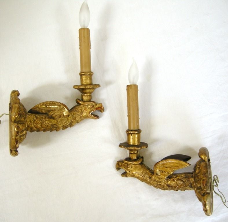 Pair 19th Century Eagle Form Sconces