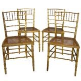 Set of 4 Faux Bamboo & Cane Side Chairs (GMD#2591)