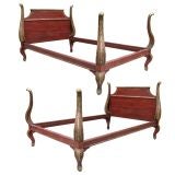 Antique Pair Venetian Style Bed Frames (GMD#2592)