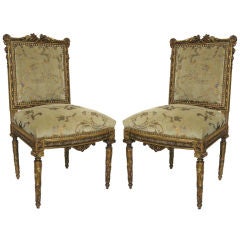 Pair 19th C. Louis XVI Style Side Chairs (GMD#2510)