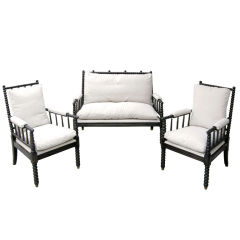Anglo-Indian Settee w/Matching Arm Chairs (GMD#2613)