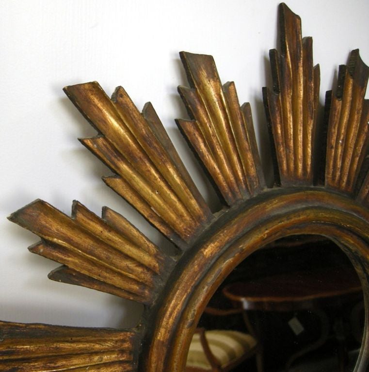 Spanish Carved Giltwood Sunburst Mirror