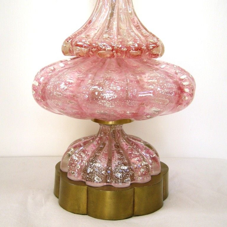 Italian Pair Murano Pink Glass Lamps (GMD#2666)