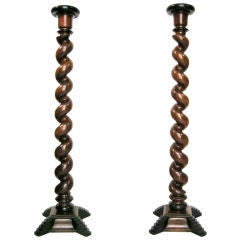 Pair Walnut & Ebonized Torchieres/Candle Stands(GMD#2676)