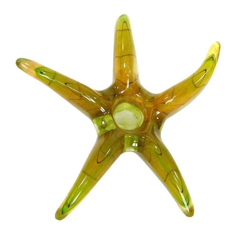 Italian Murano Variegated Chartreuse Colored Glass, Star Form Dish
(Showroom Closing/Liquidation, Now on final sale for 200.00, reduced from 900.00)