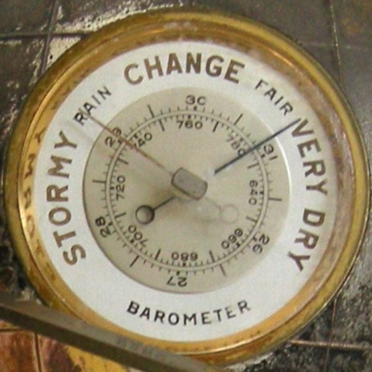 Mid-20th Century Unique Globe w/Clock, Barometer, Thermometer&Hygro(GMD#2728)