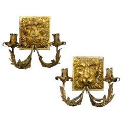 Pair Lion Mask Candle Sconces (GMD#2349)