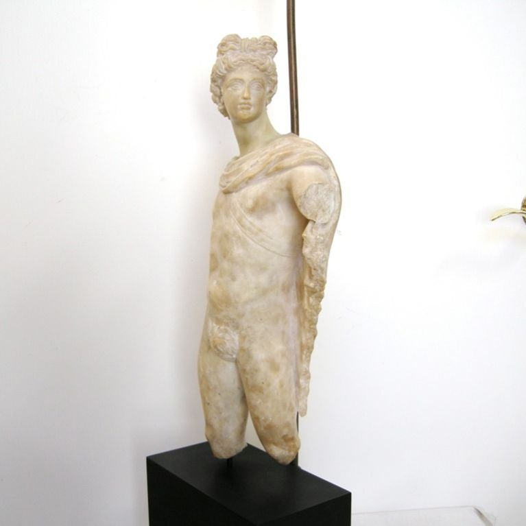 Alabaster Apollo Statue Lamp (GMD#2511) In Good Condition For Sale In Los Angeles, CA