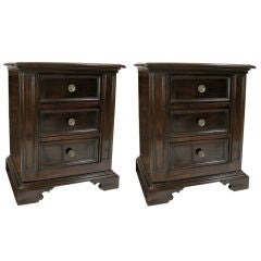 Pair Walnut 3-Drawer Commodes (GMD#2767)