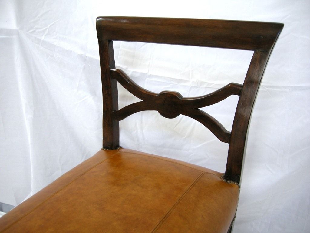 Long Walnut & Leather Bench (GMD#2774)