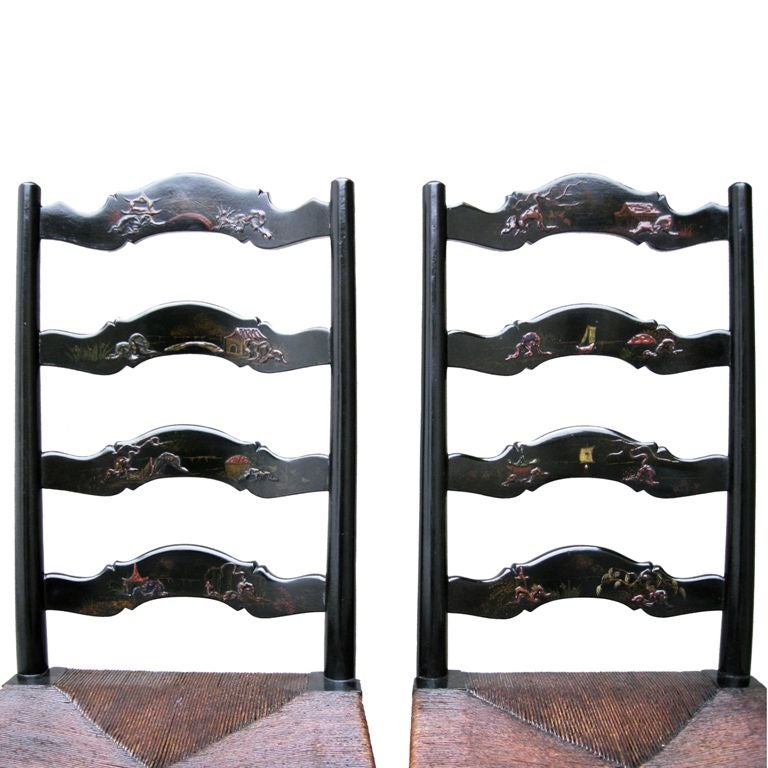 Pair Chinoiserie Lacquered Side Chairs (GMD#2796)