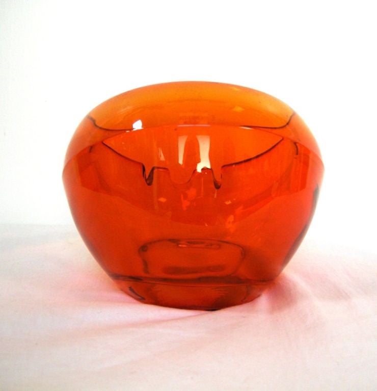 murano glass ashtray orange