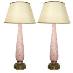 Pair Pink Murano Glass Lamps (GMD#2838)