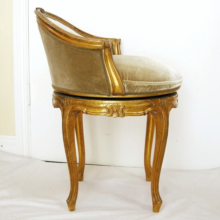 Wood Louis XV Style Swivel Vanity Chair (GMD#2844)