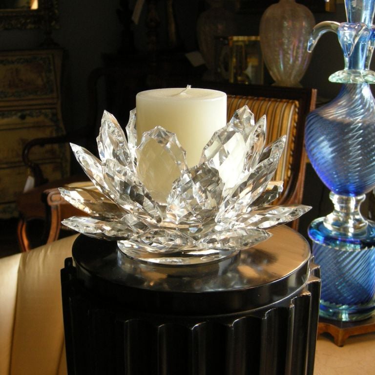 Cut Crystal Flower Form Candle Holder.  NOte: some tips have small chips (unnoticable without close inspection).
(Showroom Closing/Liquidation, Now on final sale for 190.00, reduced from 570.00)