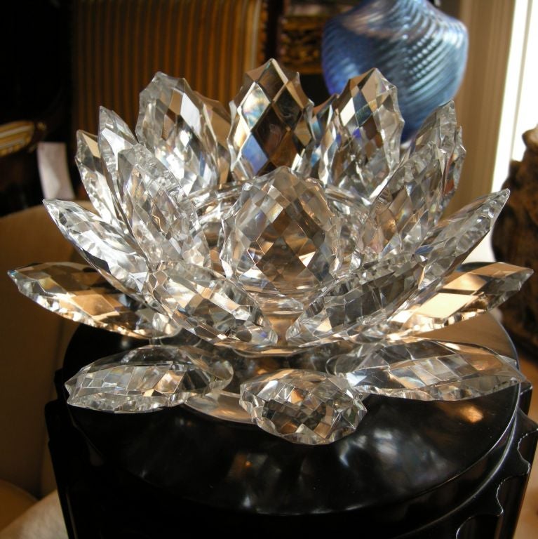 Unknown Crystal Flower Form Candle Holder (GMD#2867) For Sale