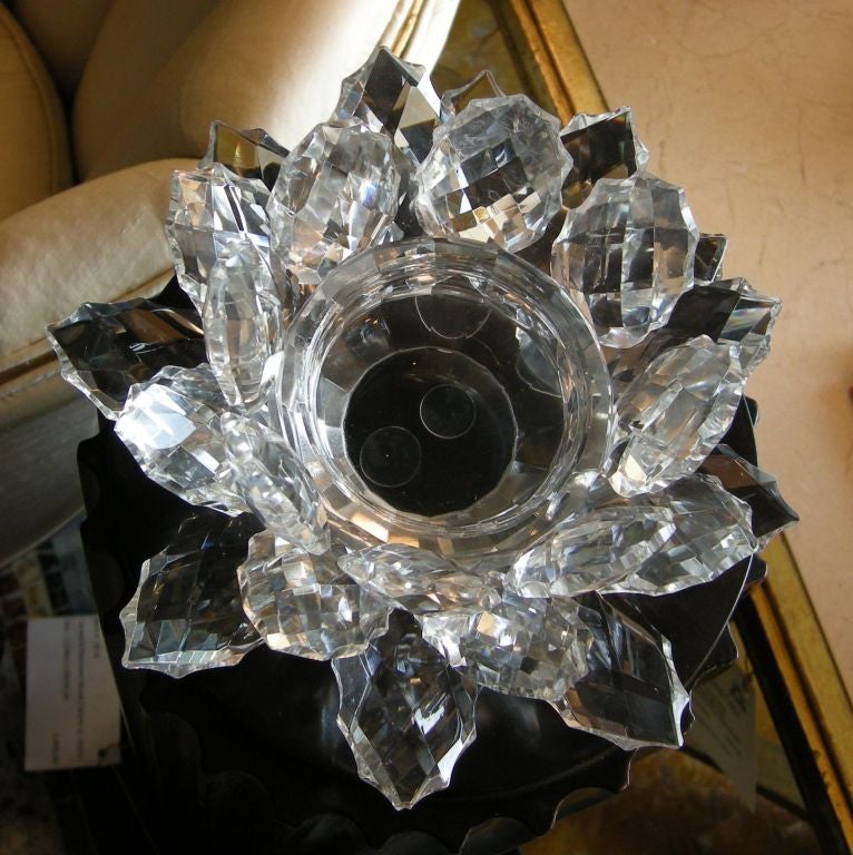 20th Century Crystal Flower Form Candle Holder (GMD#2867) For Sale