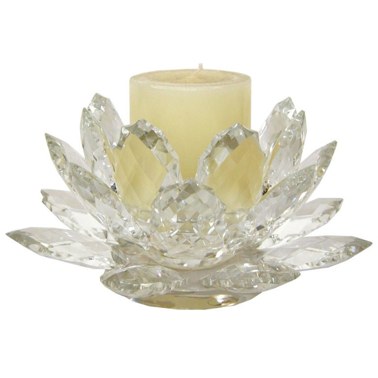 Crystal Flower Form Candle Holder (GMD#2867) For Sale