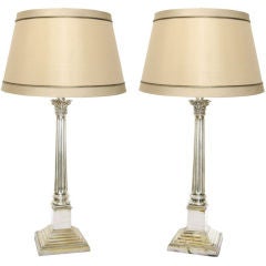 Pair Silver Plated Column Lamps (GMD#2448) Pair Silver Plated Column Lamps (GMD#2448)