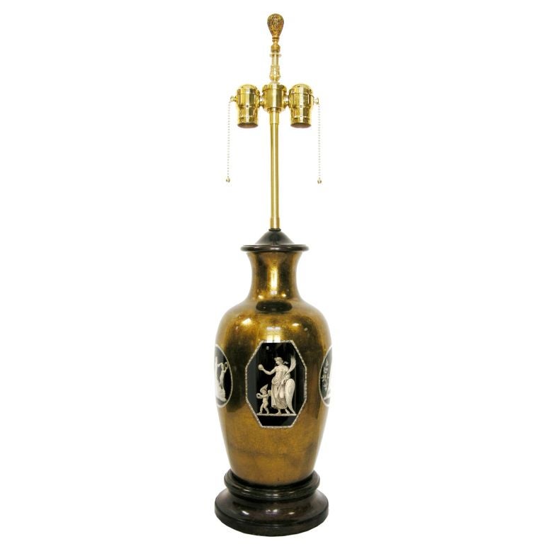 Reverse Painted & Gilded w/Roman Figures Lamp (GMD#2450)